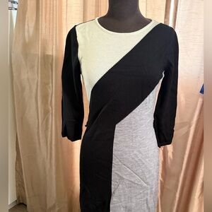 ANTONIO MELANI Black and Gray Midi Dress